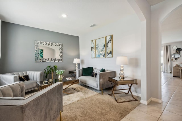 view of tiled living room