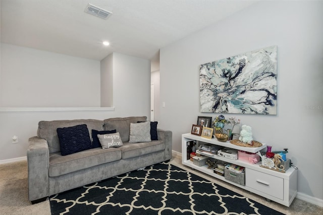 living room featuring carpet floors