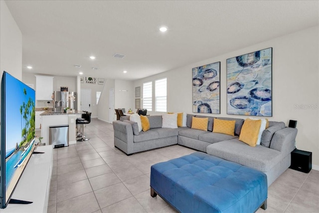 view of tiled living room