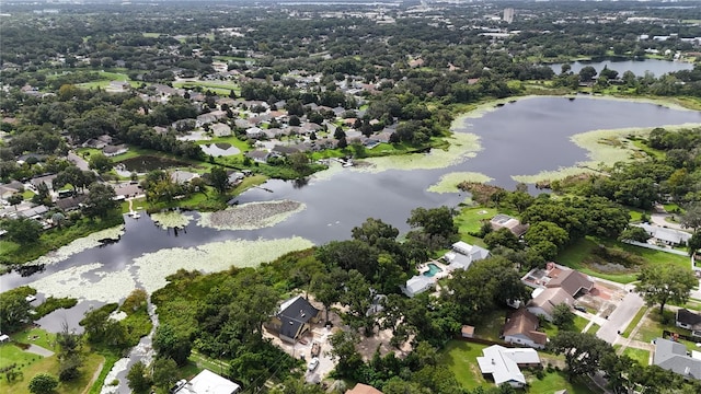 bird's eye view with a residential view and a water view