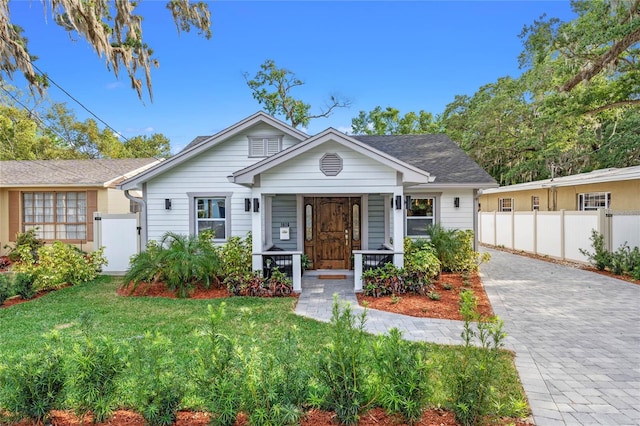 view of front of home with a front yard