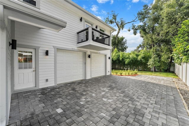 garage featuring wooden walls