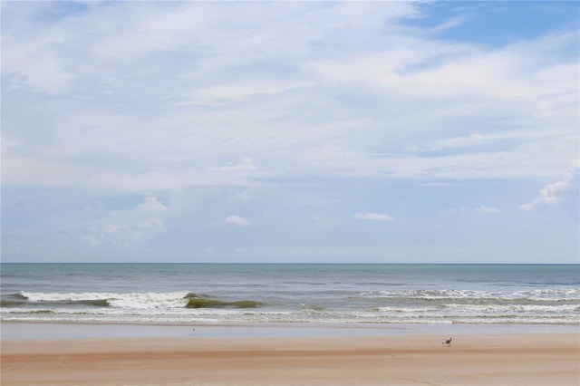 property view of water featuring a beach view