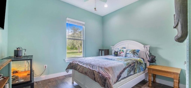 bedroom featuring dark hardwood / wood-style floors