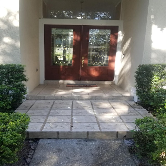 doorway to property with french doors