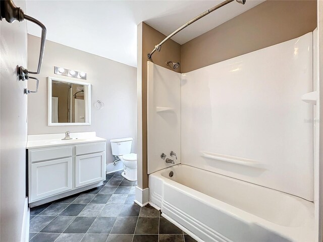 full bathroom featuring tile patterned flooring, vanity, toilet, and shower / bath combination