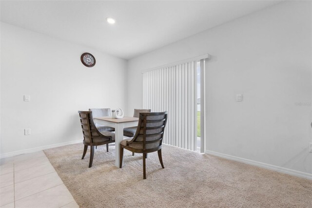 view of tiled dining space