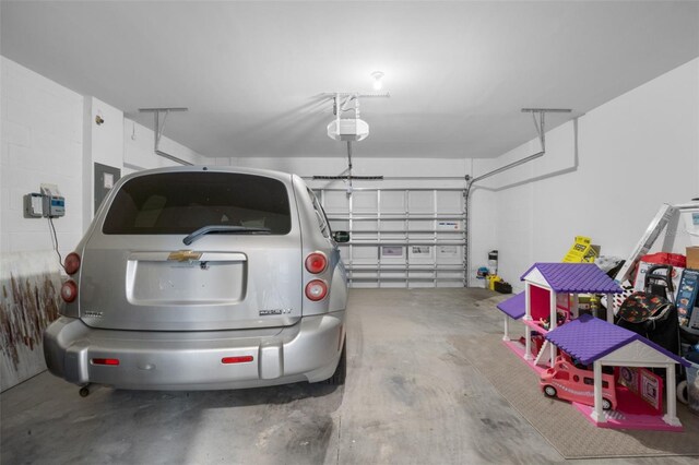 garage with a garage door opener