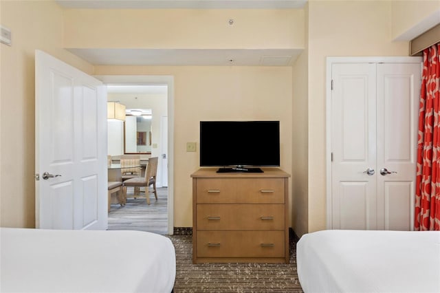 bedroom with light hardwood / wood-style floors