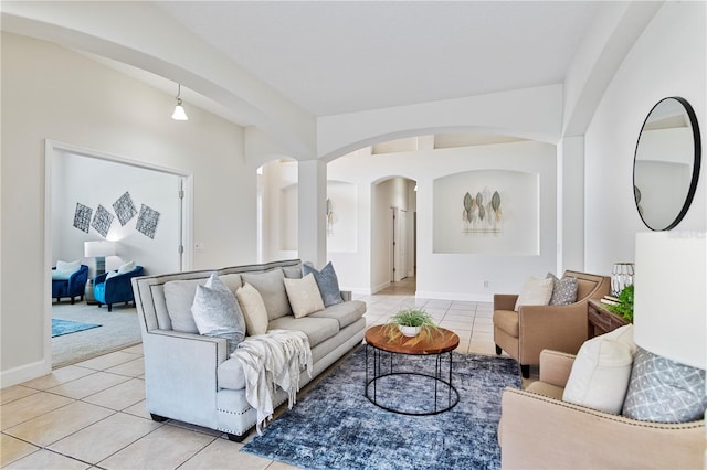 view of tiled living room