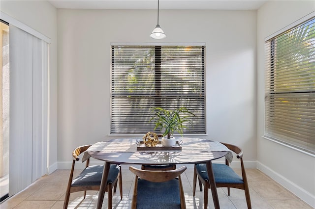 dining room with light tile patterned floors