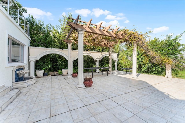 view of patio / terrace featuring a pergola