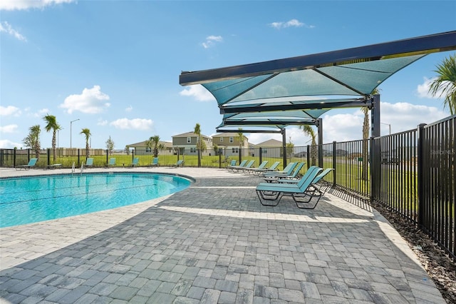 view of pool featuring a patio