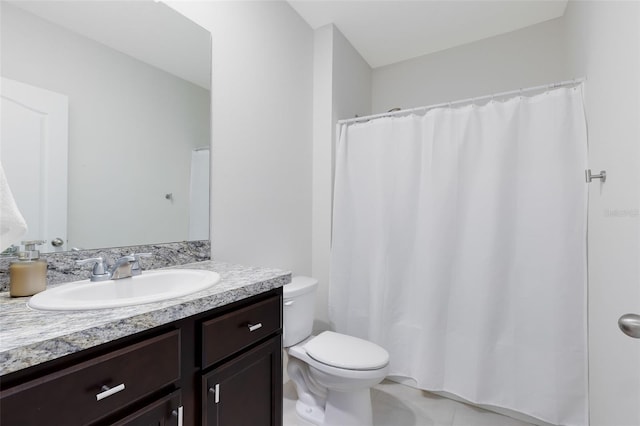 full bathroom featuring independent shower and bath, toilet, and vanity