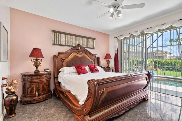 2907 Sunset Lakes Blvd, Kissimmee, FL 34747 - bedroom featuring access to exterior and a ceiling fan