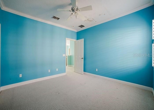 8162 Via Bella Notte, Orlando, FL 32836 - empty room with ornamental molding, carpet, and ceiling fan