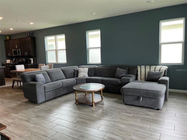 living room featuring light hardwood / wood-style floors