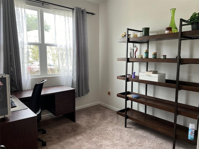 view of carpeted office space