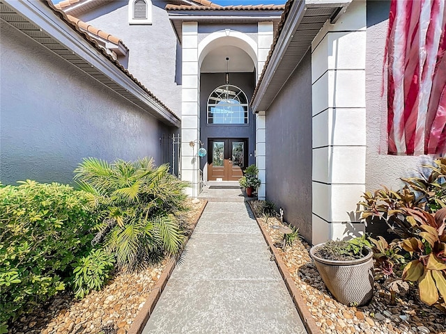 property entrance with french doors