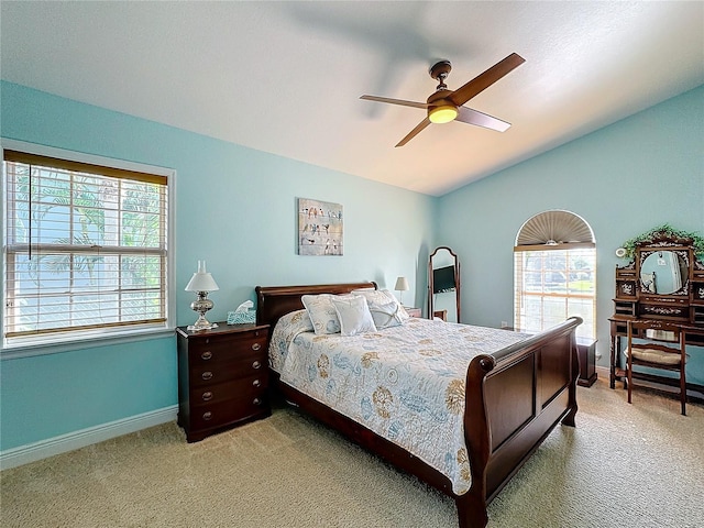 bedroom featuring carpet floors and ceiling fan