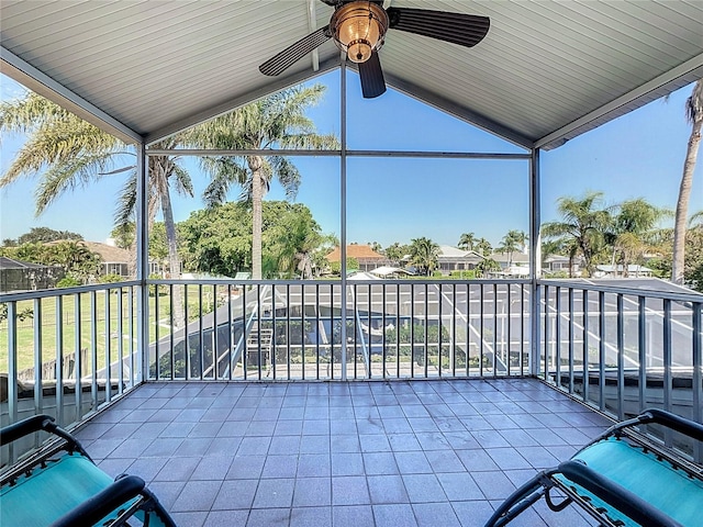 view of patio / terrace featuring a balcony and ceiling fan