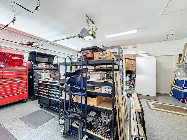 garage with a garage door opener