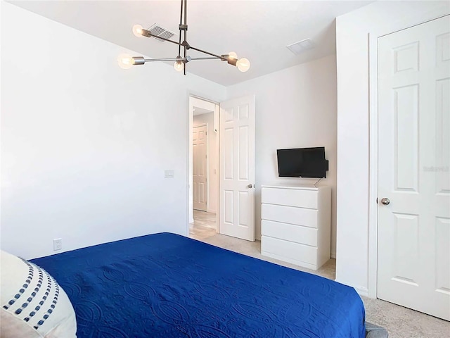 unfurnished bedroom featuring a notable chandelier