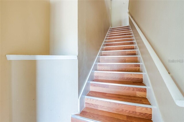 stairway with wood-type flooring