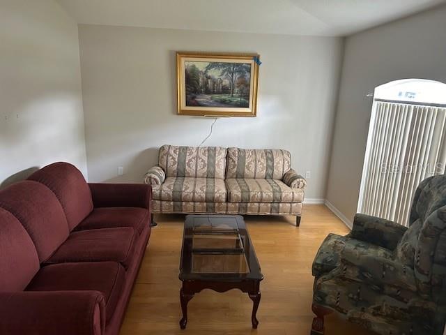 living room with hardwood / wood-style floors