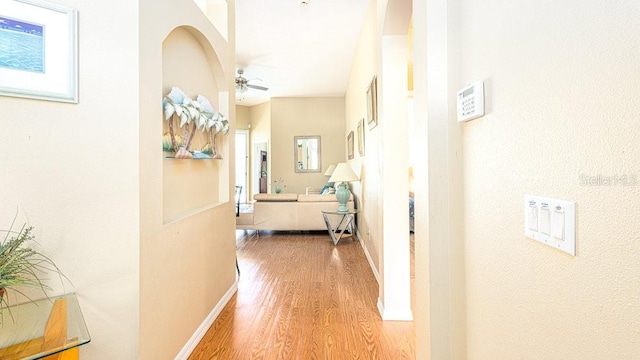 hall featuring light hardwood / wood-style flooring