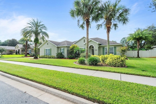 ranch-style house with a front yard