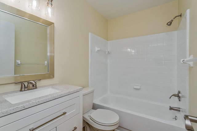 full bathroom featuring vanity, toilet, and shower / washtub combination