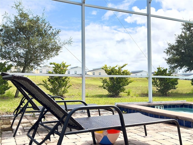 791 Pebble Beach Dr, Davenport, FL 33896 - unfurnished sunroom with a hot tub