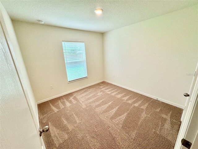 carpeted spare room with a textured ceiling