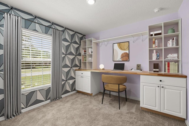 8 Slipper Flower Path E, Palm Coast, FL 32164 - office space featuring light carpet, built in study area, baseboards, and a textured ceiling