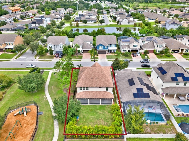 drone / aerial view with a residential view