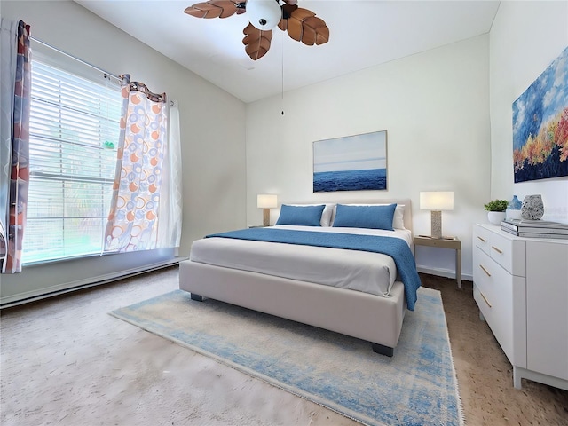 bedroom with carpet and ceiling fan