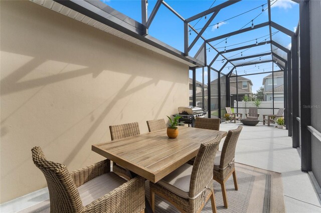 exterior space with grilling area and a lanai