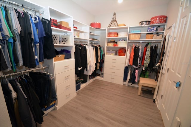 spacious closet featuring light wood-type flooring