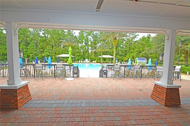 view of patio / terrace with a community pool