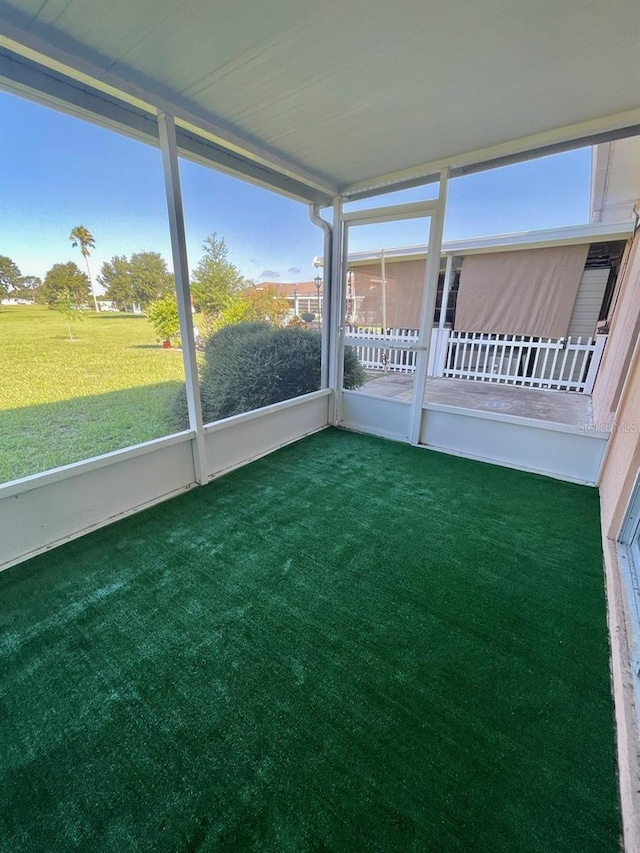 view of unfurnished sunroom