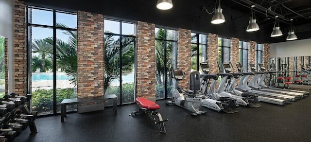 exercise room with plenty of natural light