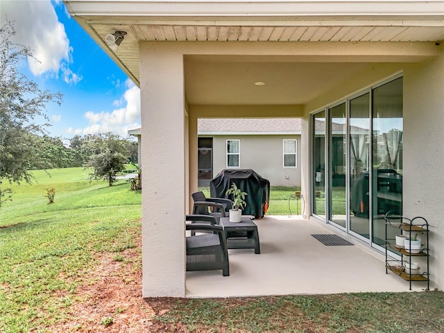 view of patio featuring area for grilling