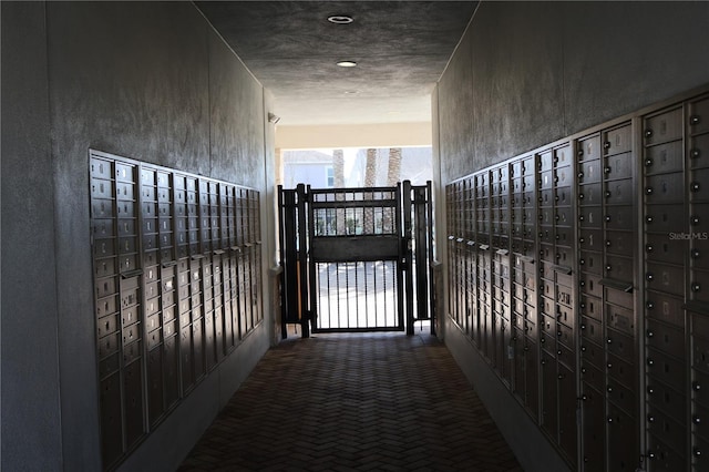 hall featuring mail boxes