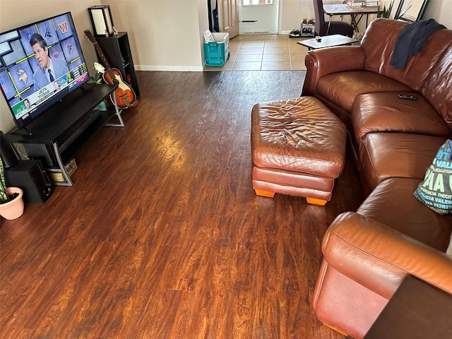 living room with hardwood / wood-style floors