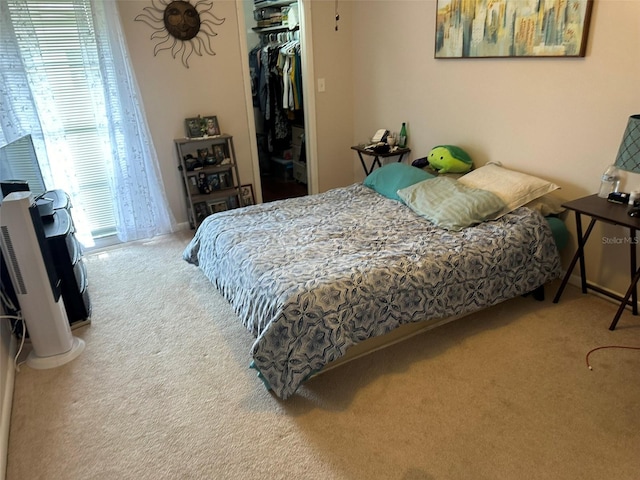 bedroom featuring carpet floors and a closet