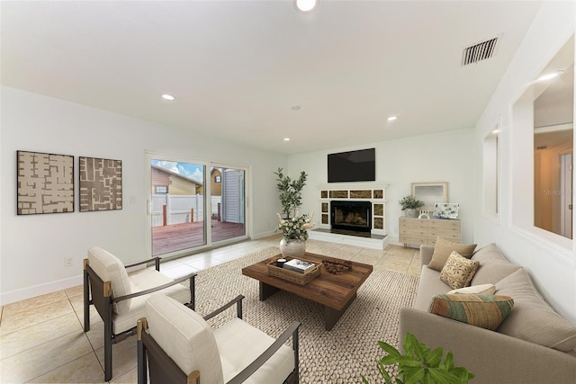 view of tiled living room