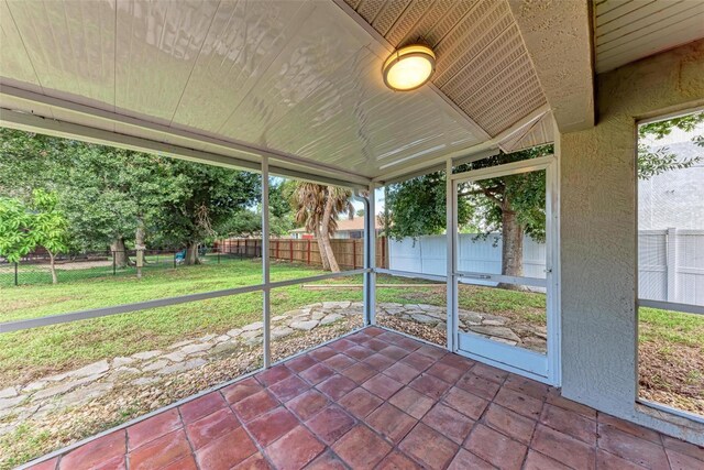 view of unfurnished sunroom