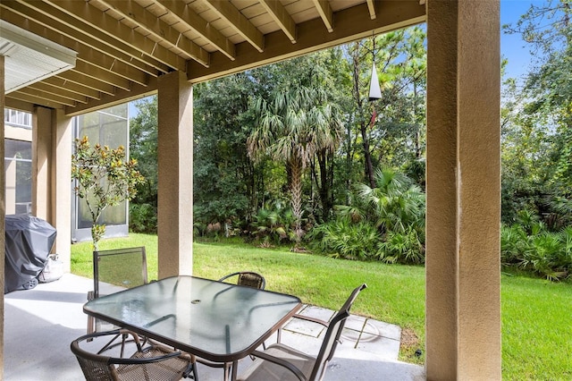 view of patio / terrace featuring a grill