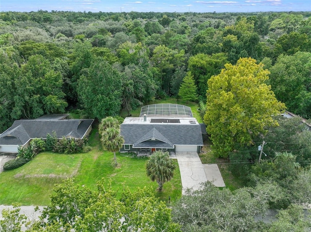 aerial view with a forest view